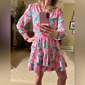 Lilly Pulitzer Pink and Green Floral Blouse